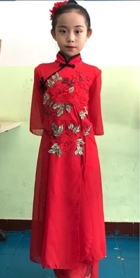 Танцевальные костюмы Hanfu; праздничная одежда; традиционное платье для девочек; детское классическое народное платье Yangko; детское платье в китайском стиле