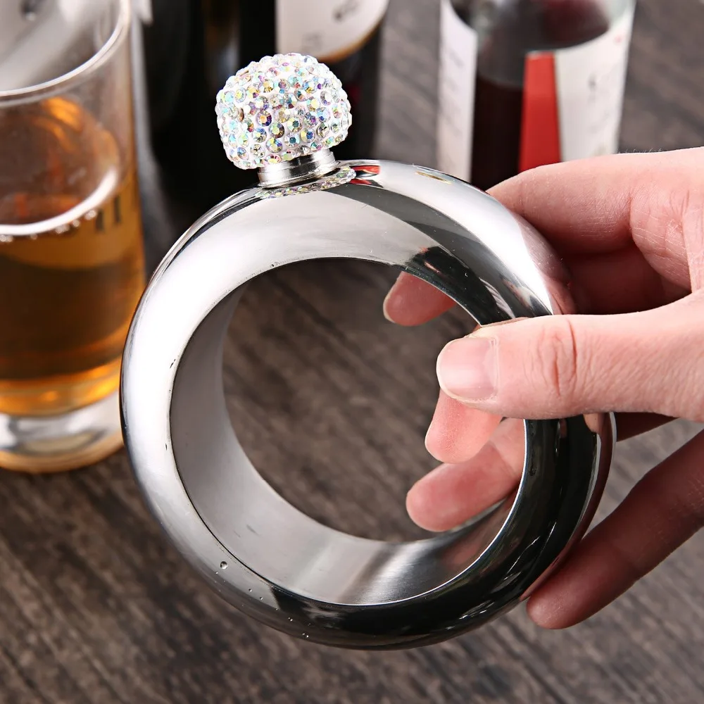 Hillside-Kit Bracelet Bangle Flask Handmade Crystal Lid Creative 304 Stainless Steel Wine Gift | Дом и сад