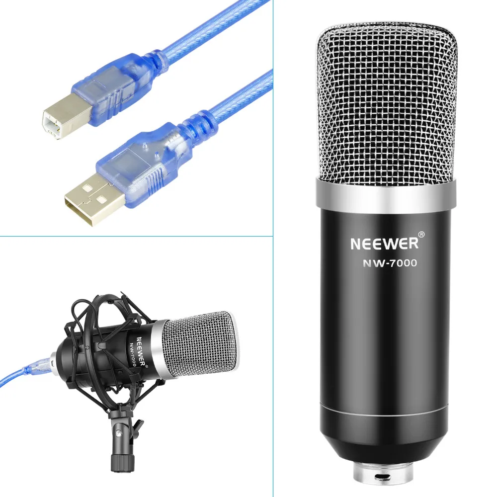 Neewer USB микрофон для Windows и Mac с подставкой ударопрочный Настольный монтажный зажим комплект для вещания и звукозаписи
