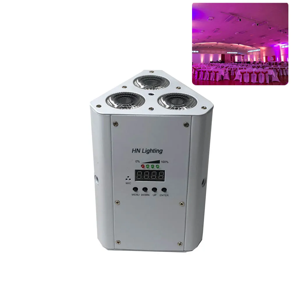 4 шт. DJ Клин батарея управляемая светодиодная Беспроводной dmx 3*18 Вт RGBWA УФ 6in1 DMX512