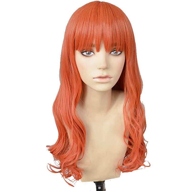 Game Fire Emblem Echoes Celica Cosplay Wig 60cm Long Orange Red Heat Resistant Synthetic Hair Wigs + Cap | Тематическая одежда и