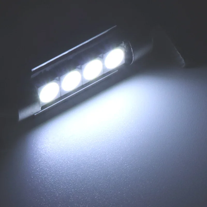 10 шт. 42 мм 4SMD 4 SMD 5050 LED для CANBUS без ошибок гирлянда лампа автомобиля номерной знак