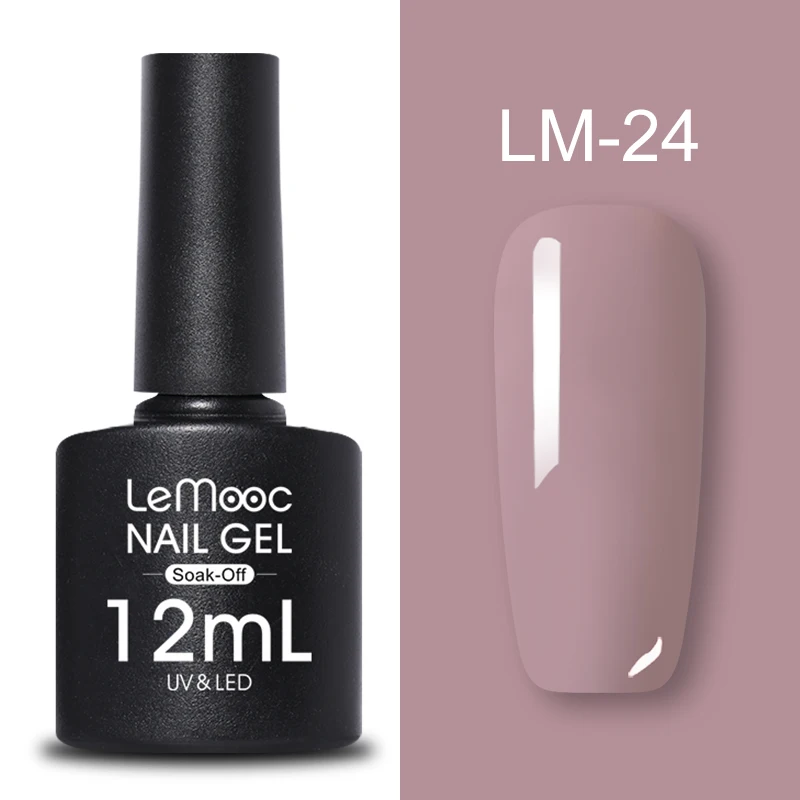LM-24 LEMOOC, 12 мл, Гель-лак для ногтей, гибридный лак, все для маникюра, блеск для ногтей, верхнее Базовое покрытие, UV Vernis, Полупостоянный лак для ногтей - Цвет: LM-24