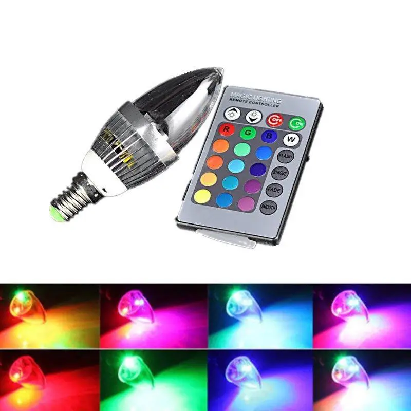 Светодиодный светильник LumiParty E14 3 Вт RGB в форме свечи инфракрасная лампа с