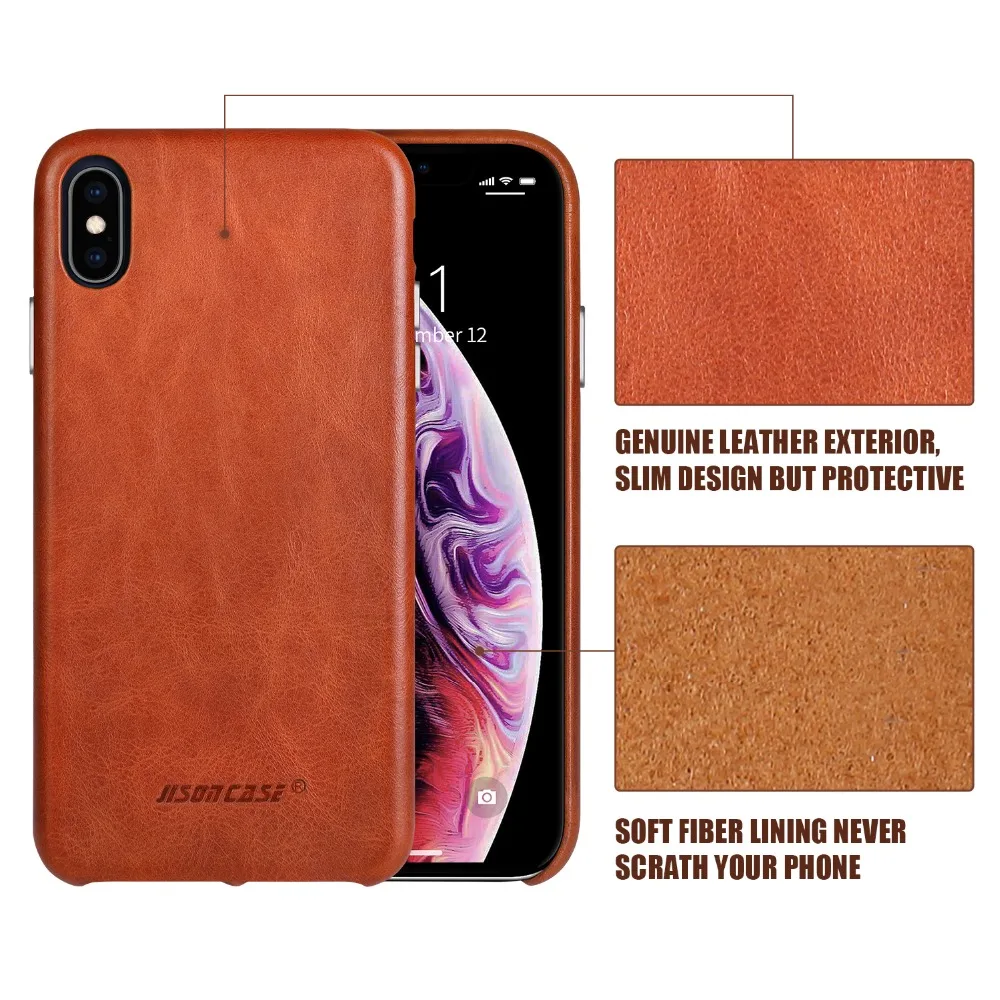 Jisoncase Чехол для телефона из натуральной кожи для iPhone XS MAX Роскошный деловой стиль тонкая задняя крышка для iPhone XS MAX для 6,5"