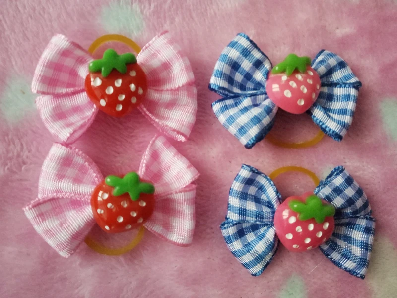 

2016 New Handmade Pet Grooming Accessories Products Dog Bow Strawberry Hair Bows For Dogs 50pcs