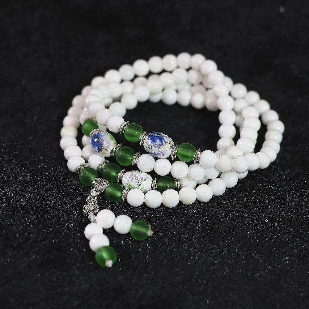 Женский браслет с подвеской в античном стиле Круглый из натурального белого