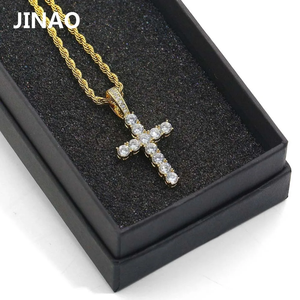 JINAO хип хоп крест кулон ожерелье микро Pave CZ камни молитва ожерелье и подвески для мужчин и женщин 3 цепи доступны