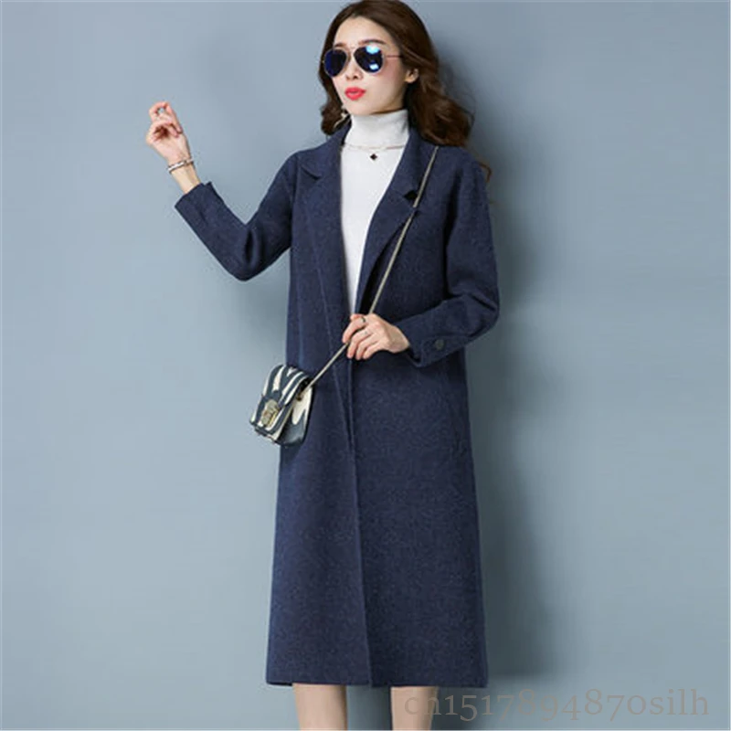 

Fashion Women's Winter Woolen Cardigan Long Trench Coat Korean Spring Autumn Thick Sweater Knitted Coat Women Outerwear ff023