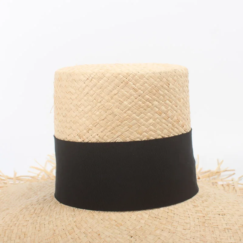USPOP 2019 Новая модная высокая шляпа raffia широкая Женская черная лента шляпа|Женские