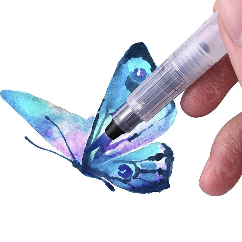 

Superior 6Pcs Different Shape Large Capacity Barrel Water Pen Watercolor Painting Pen Calligraphy Drawing Art Supplies