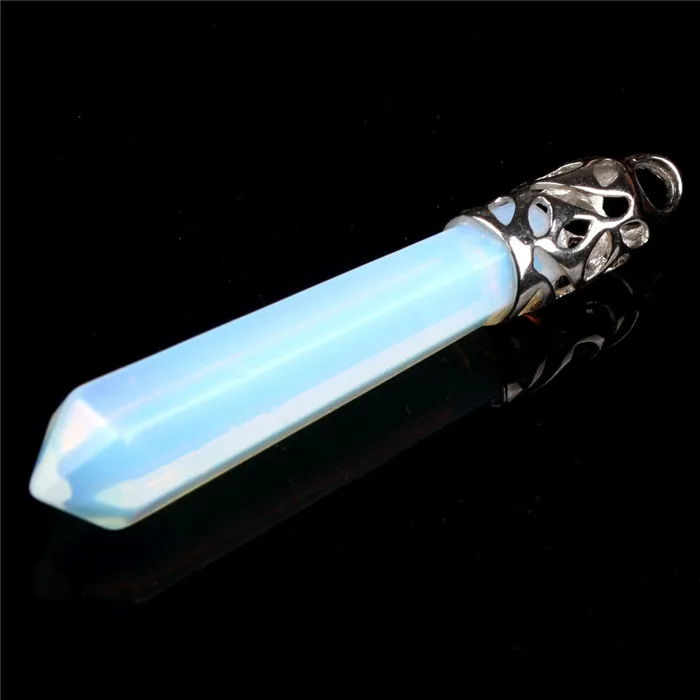 opal 1 шт. красивый натуральный кристалл кварц драгоценный камень длинный Лабрадорит маятник спектролит подвески из лунного камня Ювелирные изделия подходит ожерелье - Окраска металла: opal