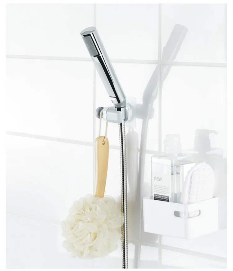 

Strong Adhesive Shower Head Holder Adjustable Shower Wand Holder,Handheld Shower Head Wall Mount Bracket With Hanger Hooks,Showe