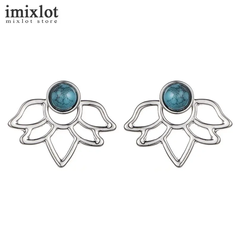 Просто полый цветок лотоса Серьги гвоздики для Для женщин цвет серебристый