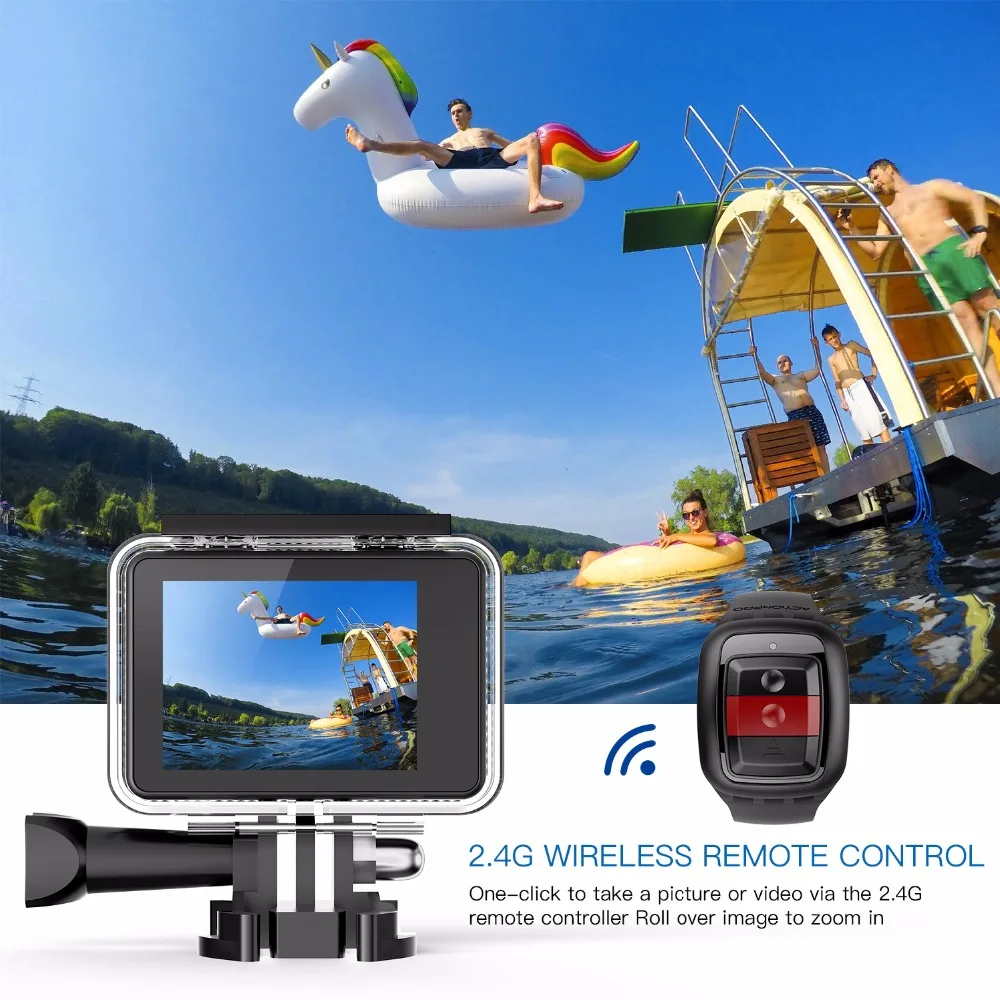 DBPOWER T2 4 К действие Камера 14MP 7 г объектив ультра FHD Водонепроницаемый Спорт Cam с 2
