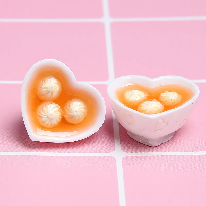 2 шт. каваи мини еда 3D смолы китайский Xiaolongbao пельменей лапша Миниатюрные для кукол аксессуары кухня играть игрушки