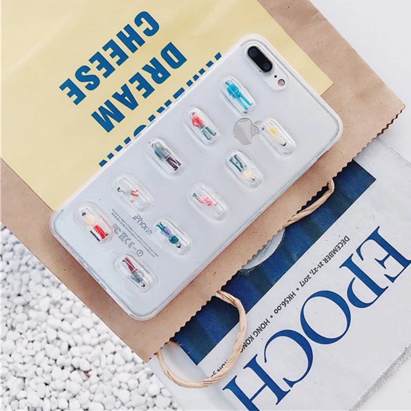 Чехол Pill для iPhone X XS XR MAX чехол s 6 6s 7 8 Plus задняя крышка маленькая милая прозрачная