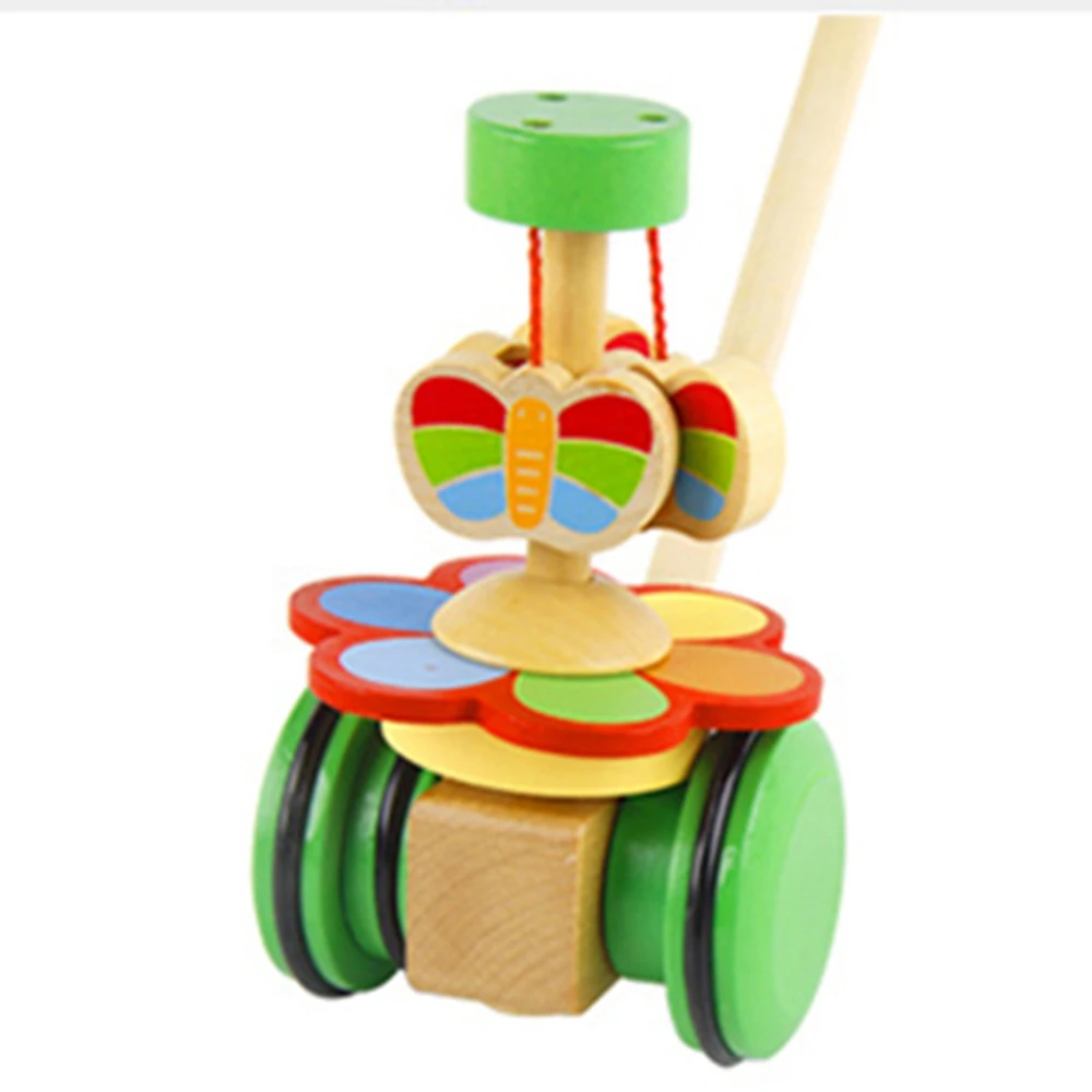 Игрушки для малышей Push/Pull Детские Прогулки деревянные игрушки Бабочка