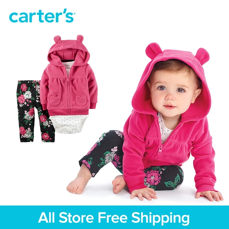 Carter's из 3 предметов для маленьких детей Детская одежда флисовый кардиган набор