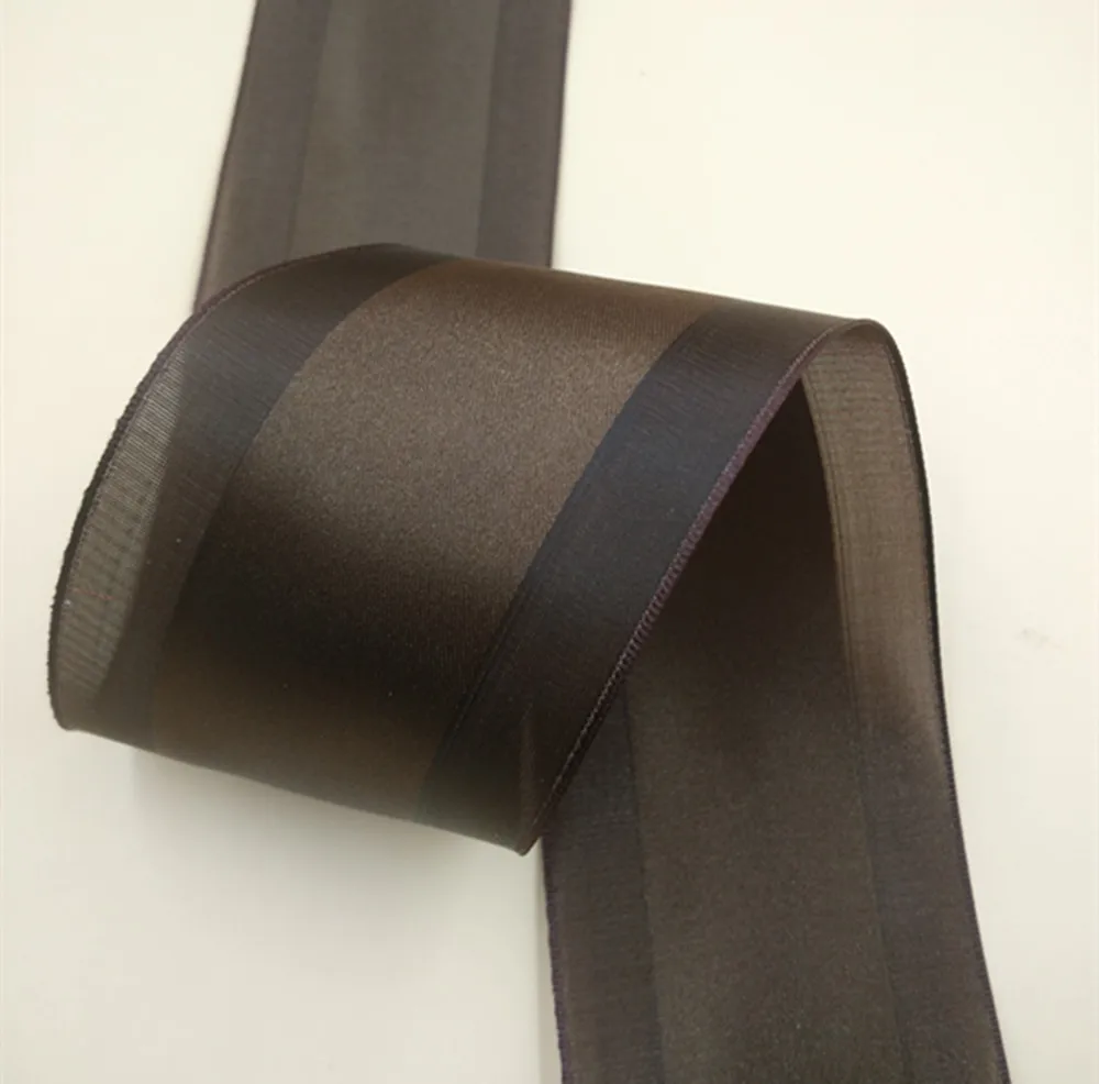 

63mm X 25yards Wired Edge Brown Organza Edges Satin Ribbon. Gift Bow,Wedding,Cake Wrap,Tree Decoration,Wreath N1074
