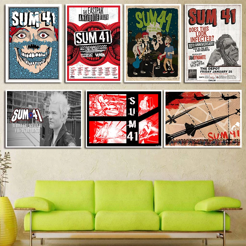 Sum 41 белый постер из крафт бумаги рок н ролл декоративный Рисунок для