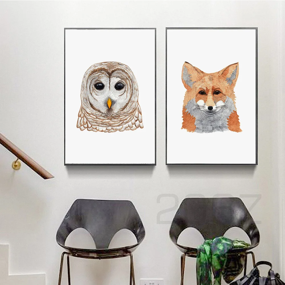 Настенная картина с акварельным принтом постер на холсте изображением лисы