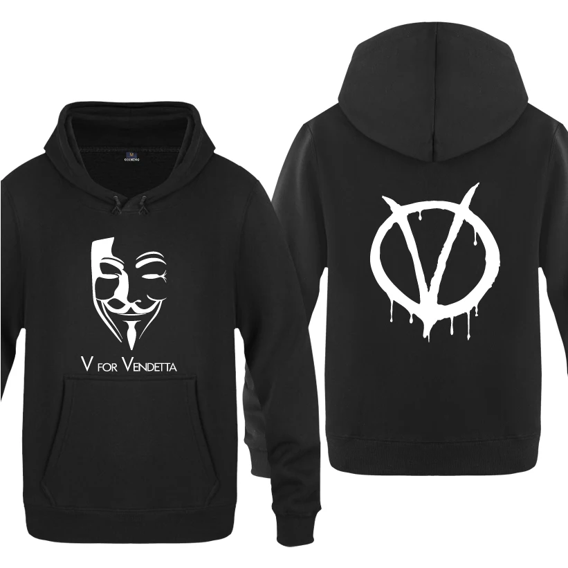 Фильм V for Vendetta крутые толстовки Для мужчин 2018 с капюшоном пуловер начёсом