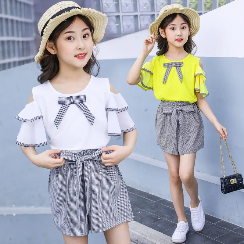 Новая повседневная одежда для девочек-подростков летняя Модная рубашка с бантом