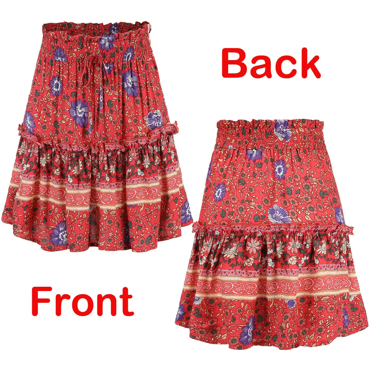 4Colors Summer Women Hot Fashion Floral Skirts Ladies Female Bohemian Gypsy Beach Skirt Sundress Outfits New | Женская одежда