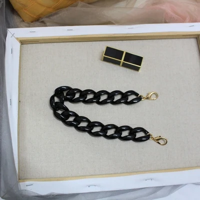 small black 36 см съемная сумка на цепочке из акриловой смолы, сумка на ремне в ретро стиле, цветная короткая сменная сумка на ремне, аксессуары для ремней на сумку - Цвет: small black