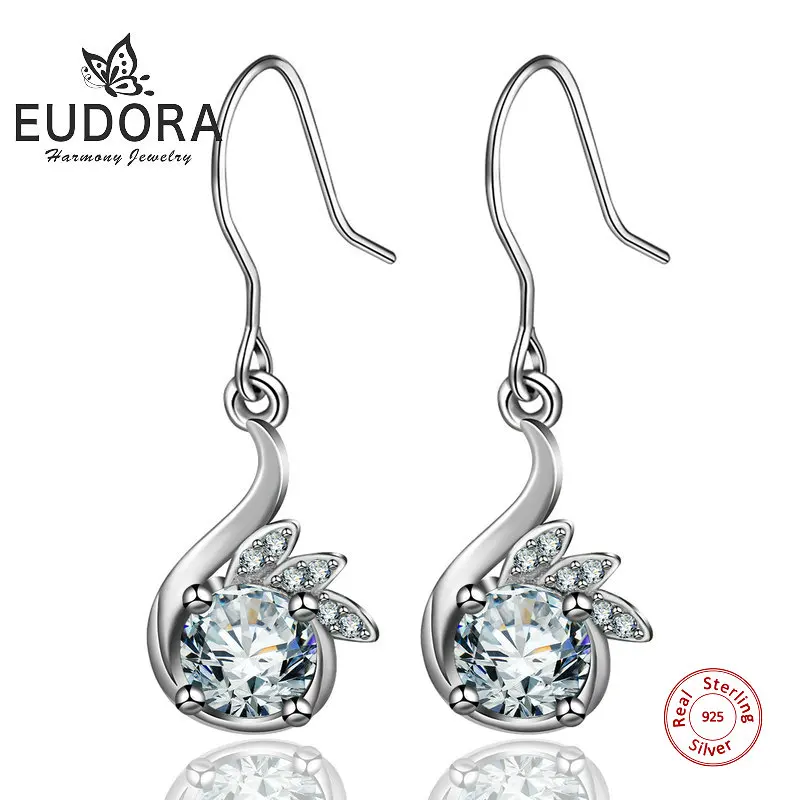 Серьги-подвески женские из серебра 925 пробы с фианитом | Украшения и аксессуары