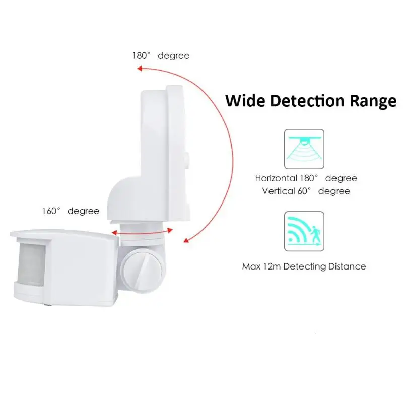 QIACHIP AC 110V-220V 180 Degree 12M Wall Outdoor Light Automatic Adjustable Security Infrared Motion Sensor Switch PIR Detector |