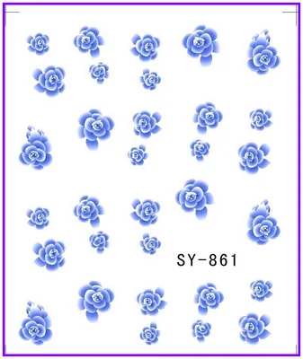 6 упак./лот блеск переводка NAIL ART наклейки на ногти цветок фиолетовый Магнолия SY861