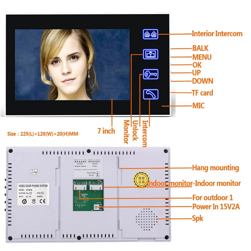 Домашняя безопасность 7 &quot2 X мониторы запись RFID видео домофон дверной звонок с 8G
