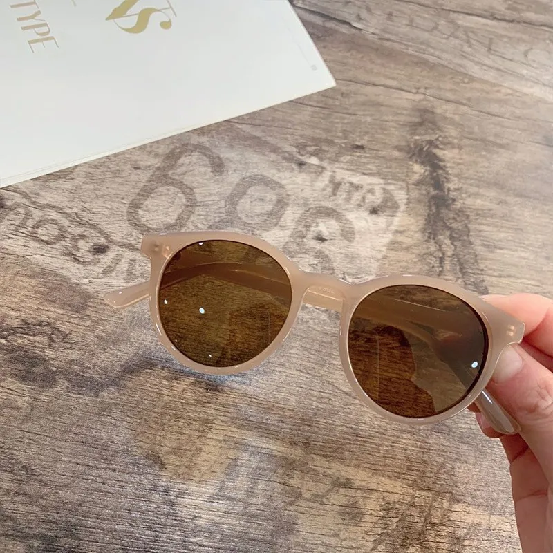 MYT_0116 Kids Sunglasses Boys And Girls Retro Children Sunglasses Round Sun Glasses Vintage Baby Oculos Retro Eyewear - Цвет линз: C6 Milk Tea