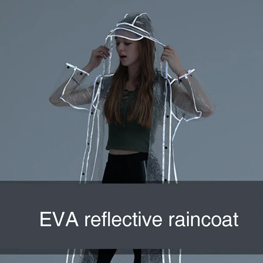 Прозрачный светоотражающий дождевик пончо из ЭВА водонепроницаемое пальто