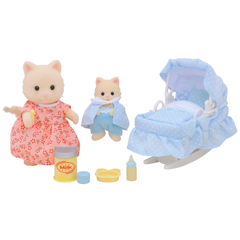Sylvanian Families Dollhouse Furniture Figure Toy Dolls Cat Mum and Baby Cradle Set New #22348 | Игрушки и хобби