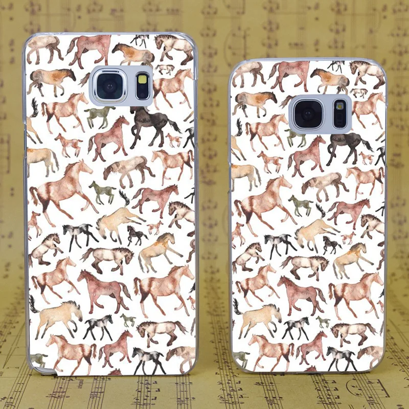 DREAM FOX B1712 Horses Ponies Equine Transparent Hard PC Case Cover For Samsung Galaxy S 4 5 6 7 8 Mini Edge Plus Note 3 |