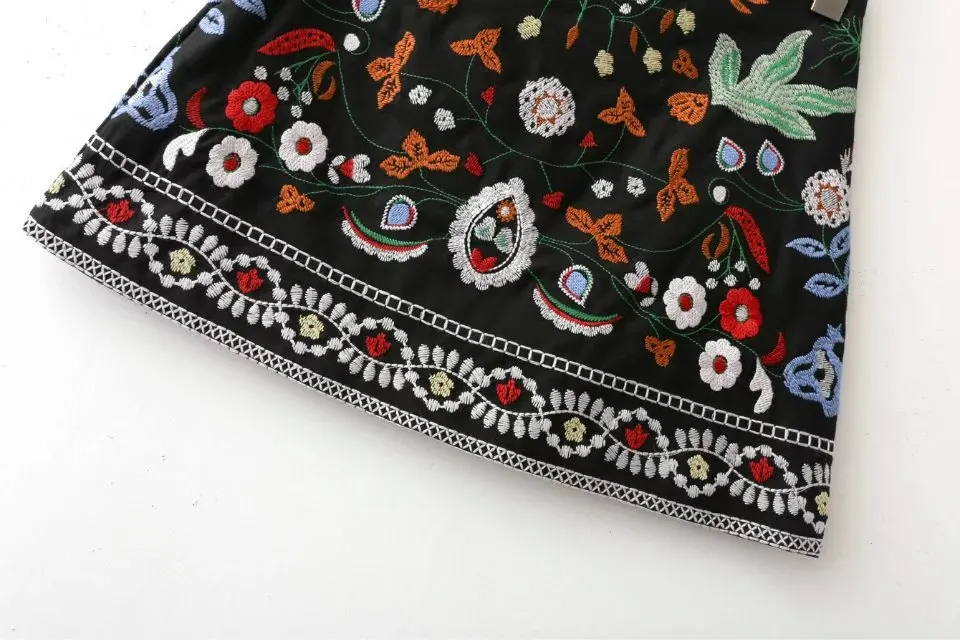 Женские цветы vintage национальная тенденция вышивка цветок бюст юбка короткая