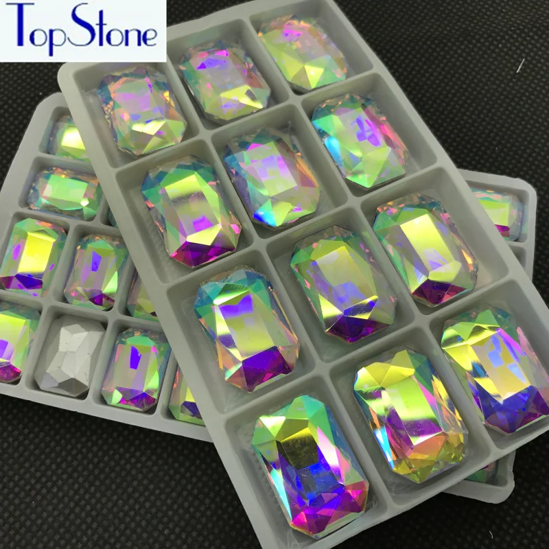 Кристально чистые AB стеклянные хрустальные Прямоугольные Каменные заостренные