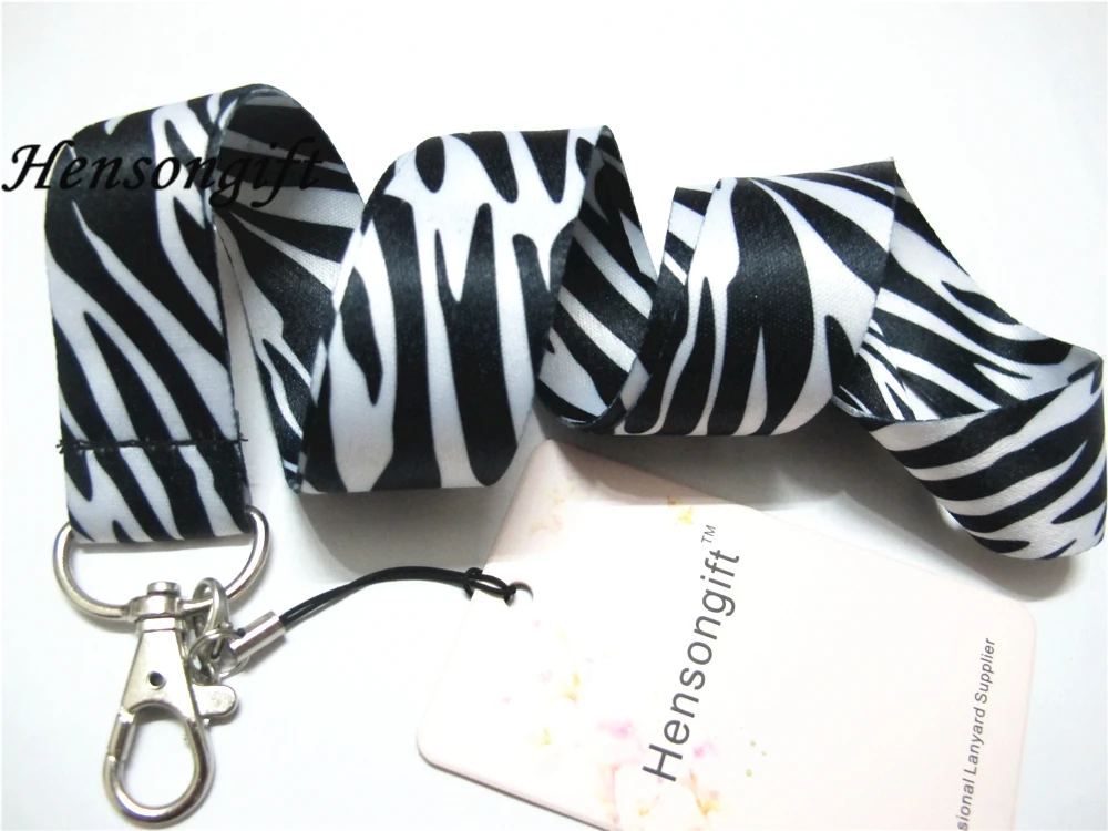 Hensongift One PC розовый/черный/белый Zebra Key Lanyard Cheetah нагрудные опознавательные Значки для идентификации владельцев животных полосой телефон шеи ремни