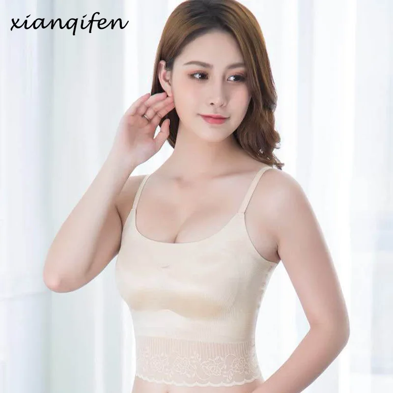 Xianqifen Crop tops женский бюстгальтер отжимать Bralette белье бесшовное цельный с