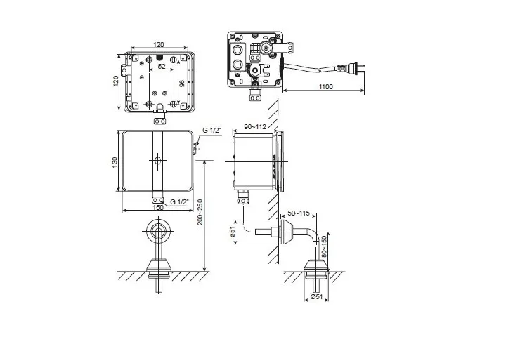 Скрытая писсуар датчик сливной клапан американский стандарт инфракрасный flusher