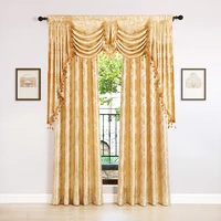 european golden jacquard curtains for living room luxury window curtains set for bedroom 1 set1 valance2 curtains