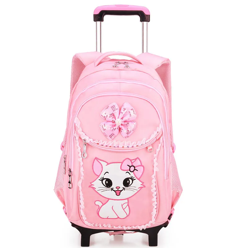 2019 Children School Bags Trolley school Backpack Wheeled School Bags Grils Kids backpacks Wheel cat Schoolbag Backpacks Bags