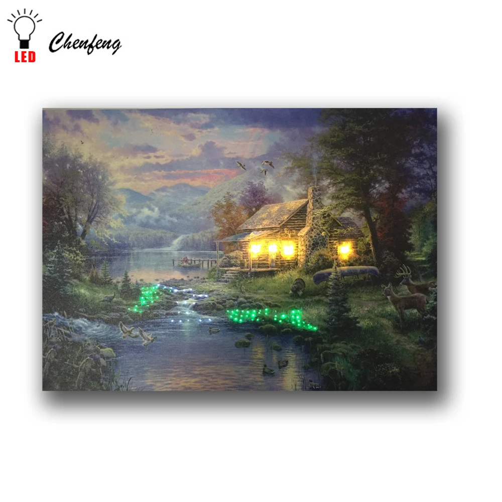 4 шт. теплые светодиоды с 60 точечным волоконно оптическим светом весеннее озеро