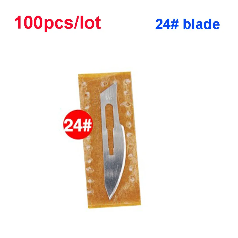 100pcs 24# Blade Surgery Scalpel Opening Repair Tools Knife for Disposable Sterile/Mobile Phone/Beauty/DIY/ PCB Circuit board