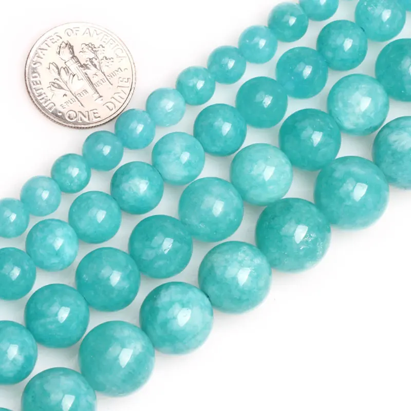 Blue Amazonite Jade Круглые бусины из амазонита синего цвета для изготовления ювелирных изделий, 15 дюймов, бусины для изготовления ювелирных изделий, 4 мм, 8 мм, 10 мм, 12 мм на выбор - Цвет: Blue Amazonite Jade