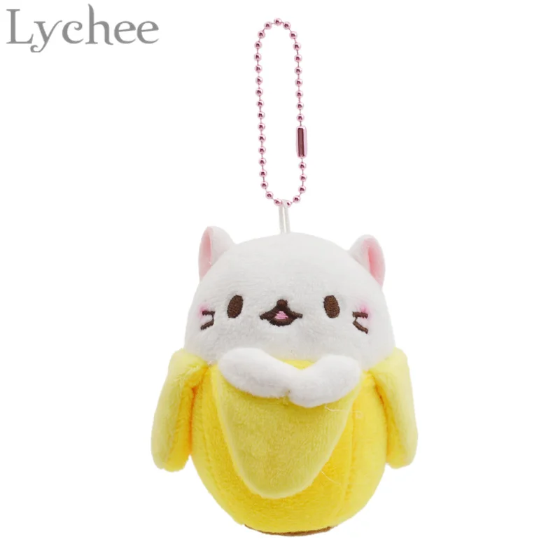 Личи 1 шт. милый плюшевый Bananya банан брелок с котом брелок Рисунок Kawaii мягкая игрушка, кукла подвесной кулон