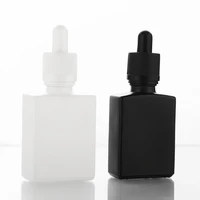 5pcslot 30ml matte black square essential oil dropper bottles with aluminum dropper cap 1oz transparent glass dropper vials